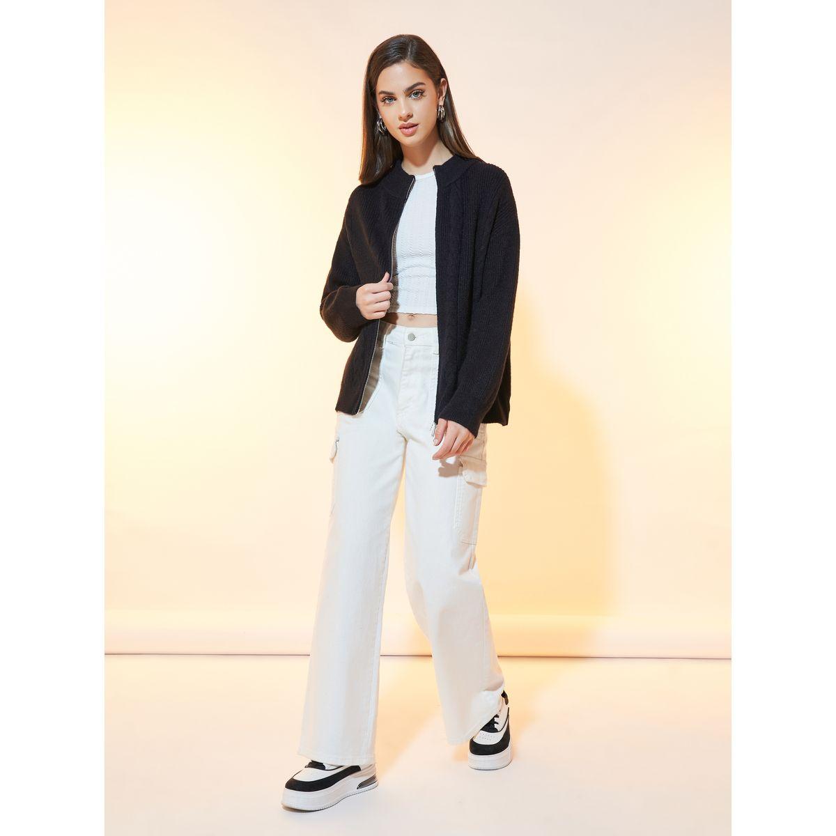 Styli Textured Cable Knit Zip Up Sweater-women-clothing-cardigansandjumpers-jumpers-image-2