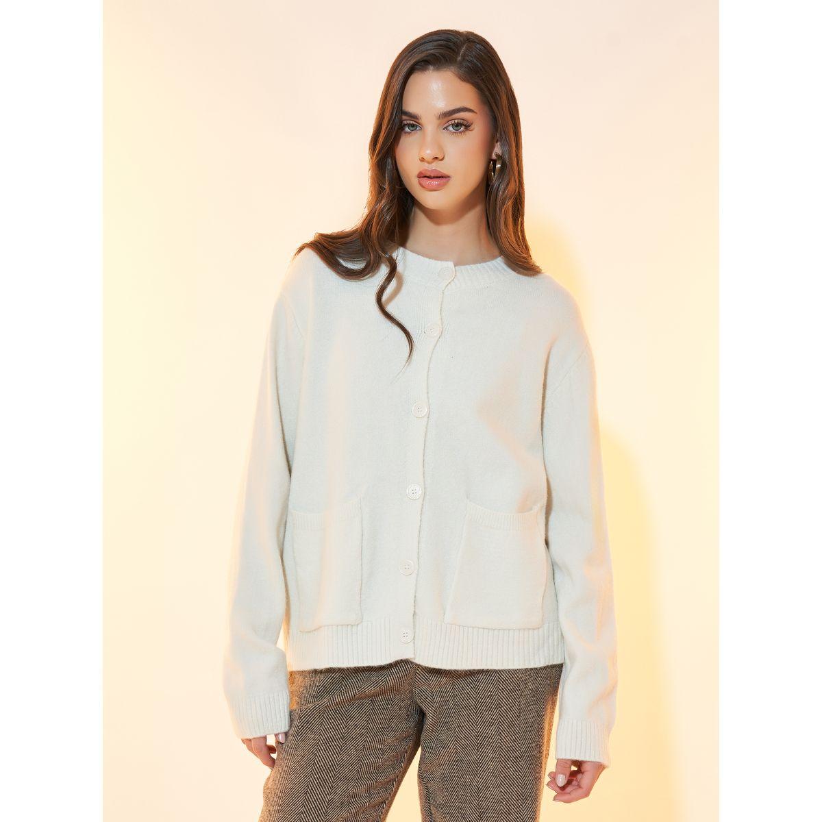 Styli Solid Front Button Knitted Cardigan-women-winterwear-cardigansandjumpers-cardigans-image-1