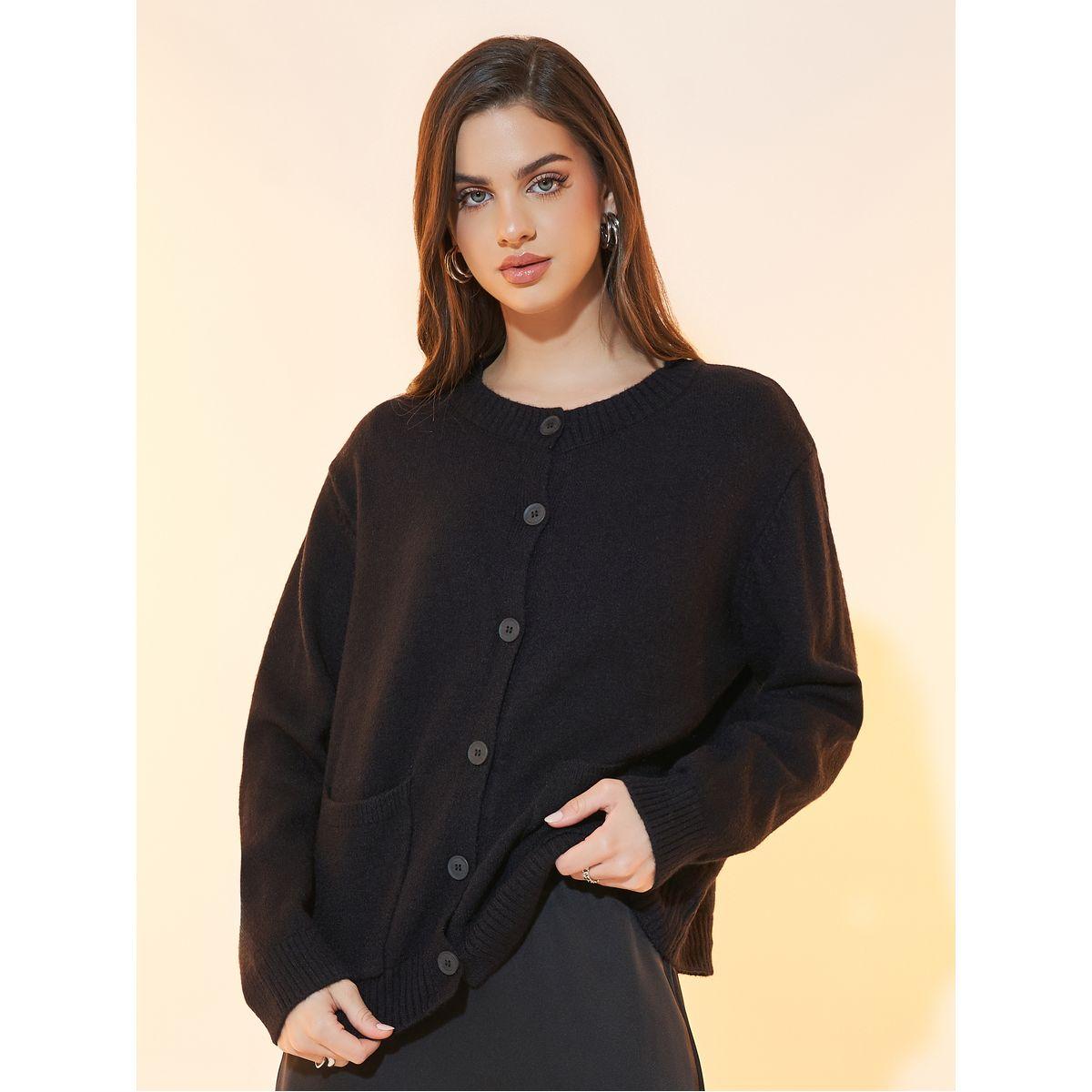 كارديجان سادة بأزرار غلق وجيب-women-winterwear-cardigansandjumpers-cardigans-image-4