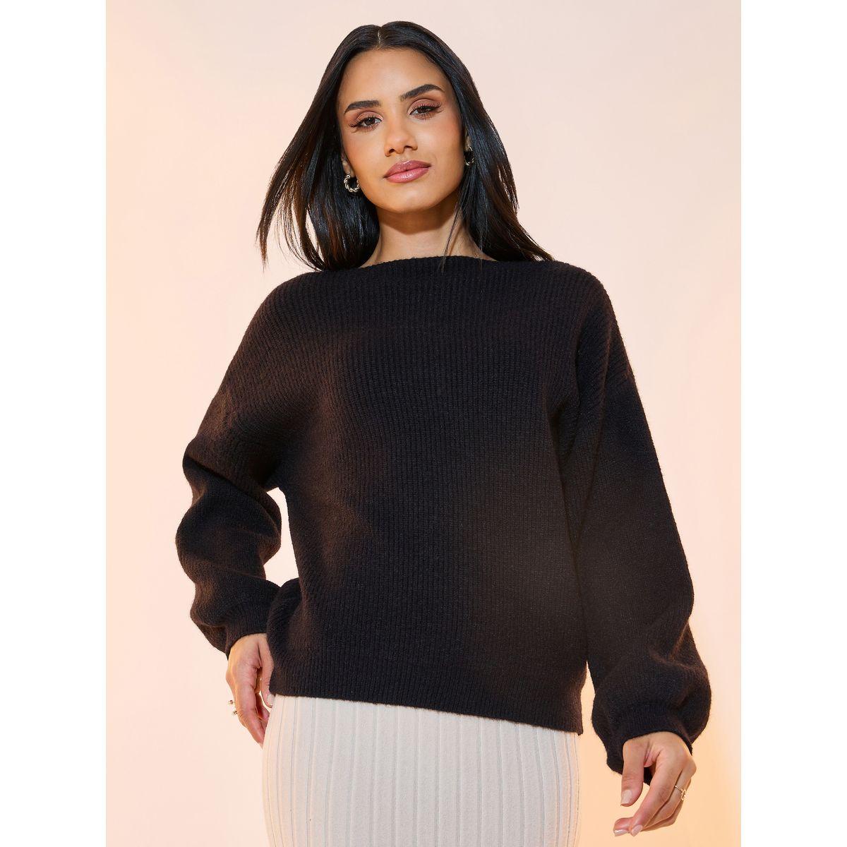 Styli Solid Round Neck Knitted Sweater-women-clothing-cardigansandjumpers-jumpers-image-1