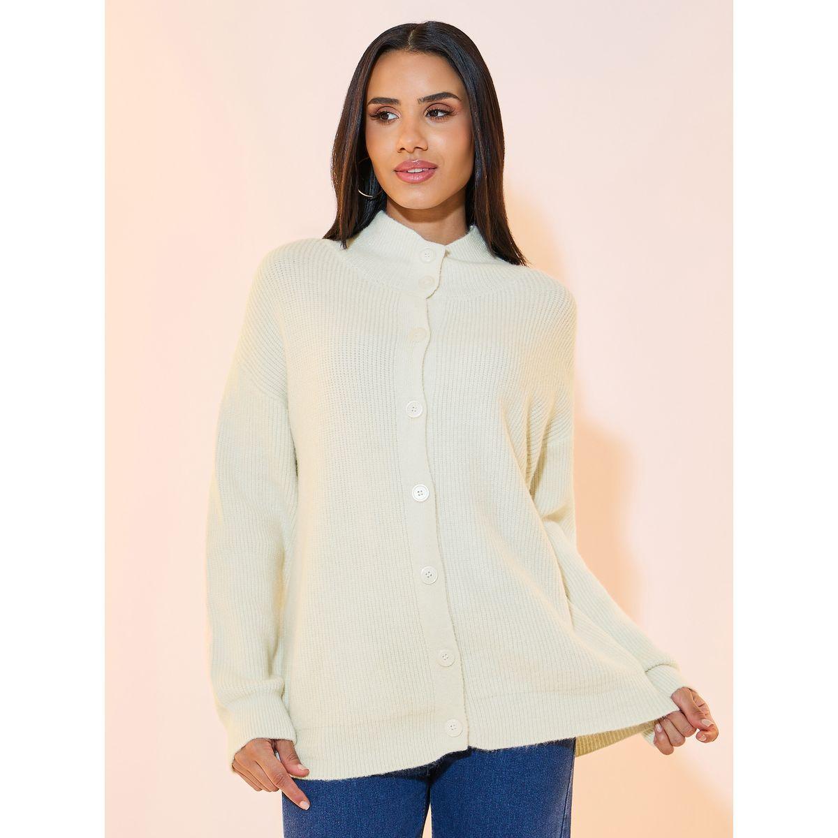 Styli Relaxed Fit Front Button Cardigan-women-winterwear-cardigansandjumpers-cardigans-image-1