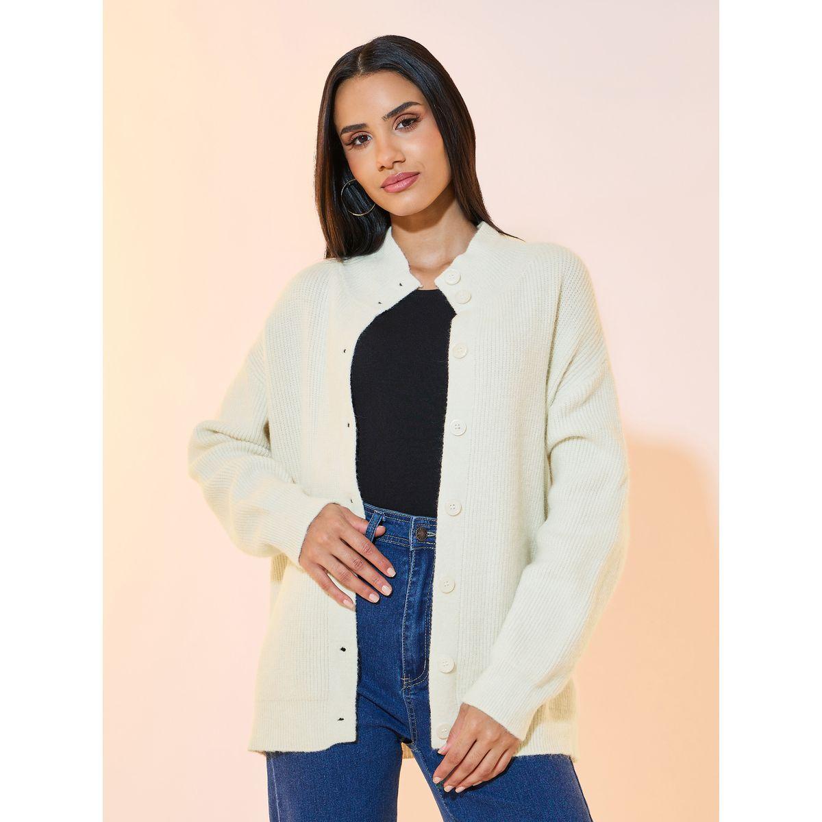 Styli Relaxed Fit Front Button Cardigan-women-winterwear-cardigansandjumpers-cardigans-image-2
