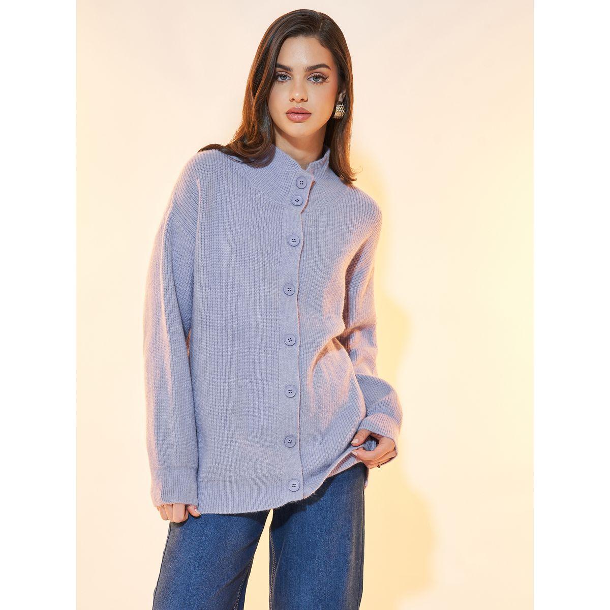 Styli Longline Front Button Placket Knitted Cardigan-women-winterwear-cardigansandjumpers-cardigans-image-1