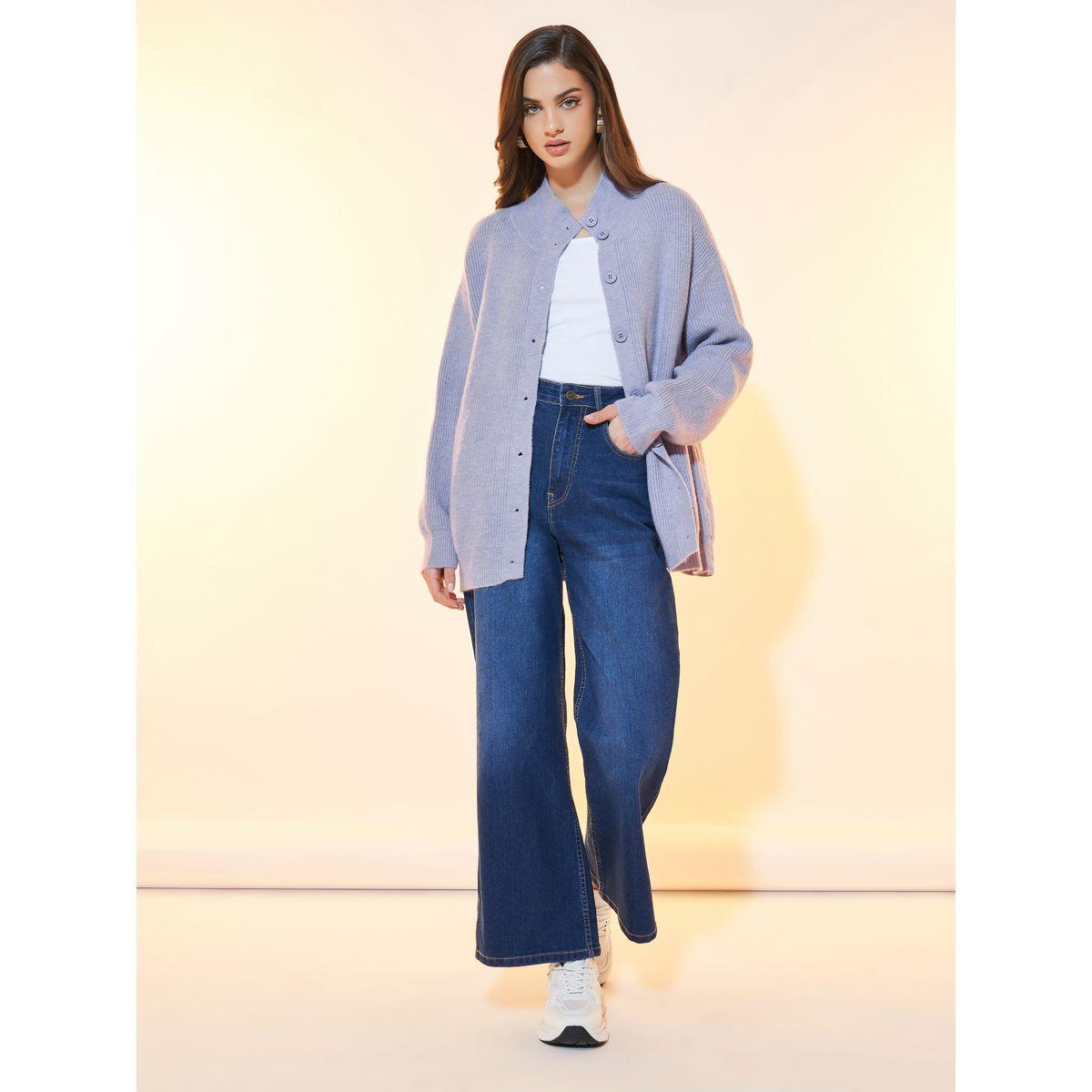 Styli Longline Front Button Placket Knitted Cardigan-women-winterwear-cardigansandjumpers-cardigans-image-2