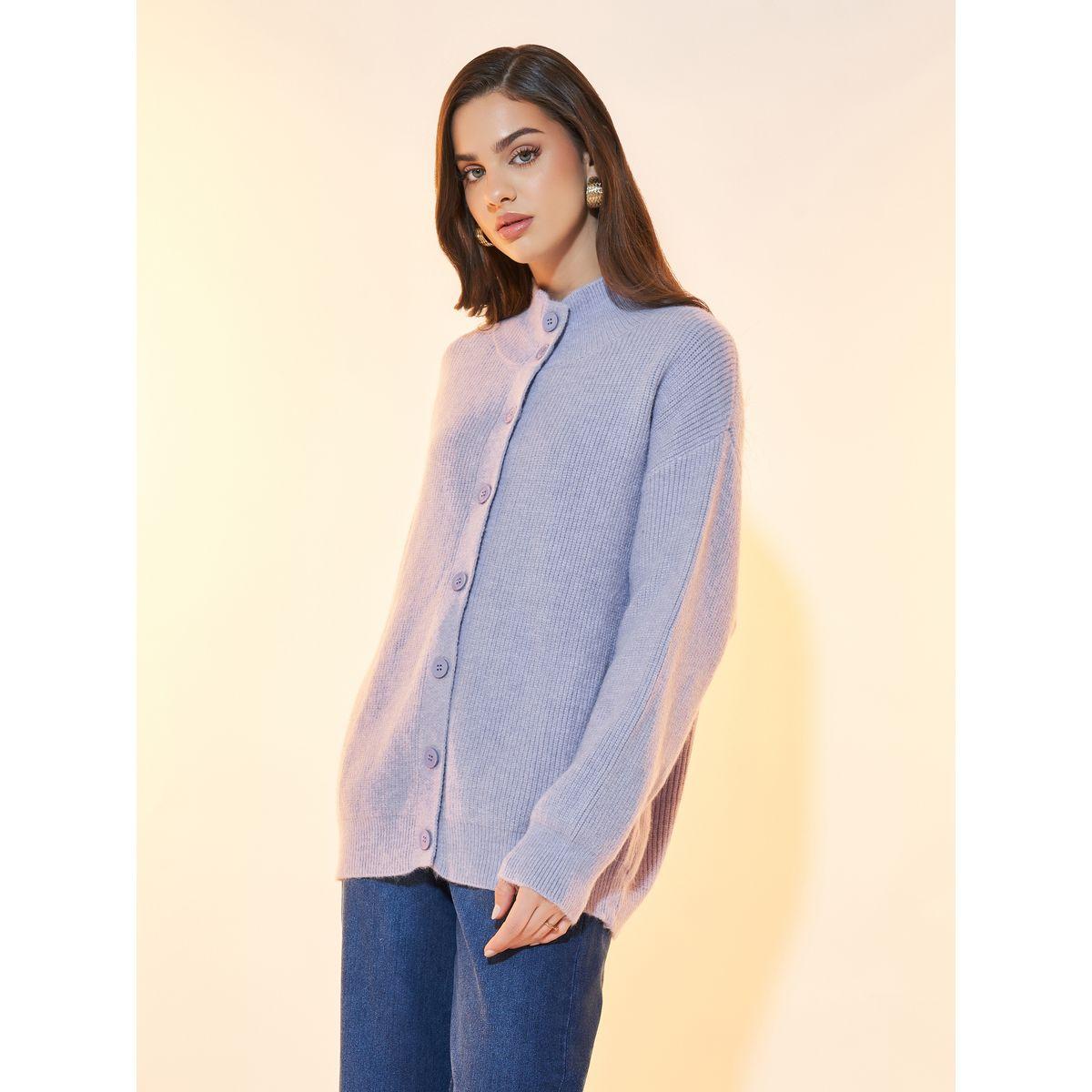 Styli Longline Front Button Placket Knitted Cardigan-women-winterwear-cardigansandjumpers-cardigans-image-4