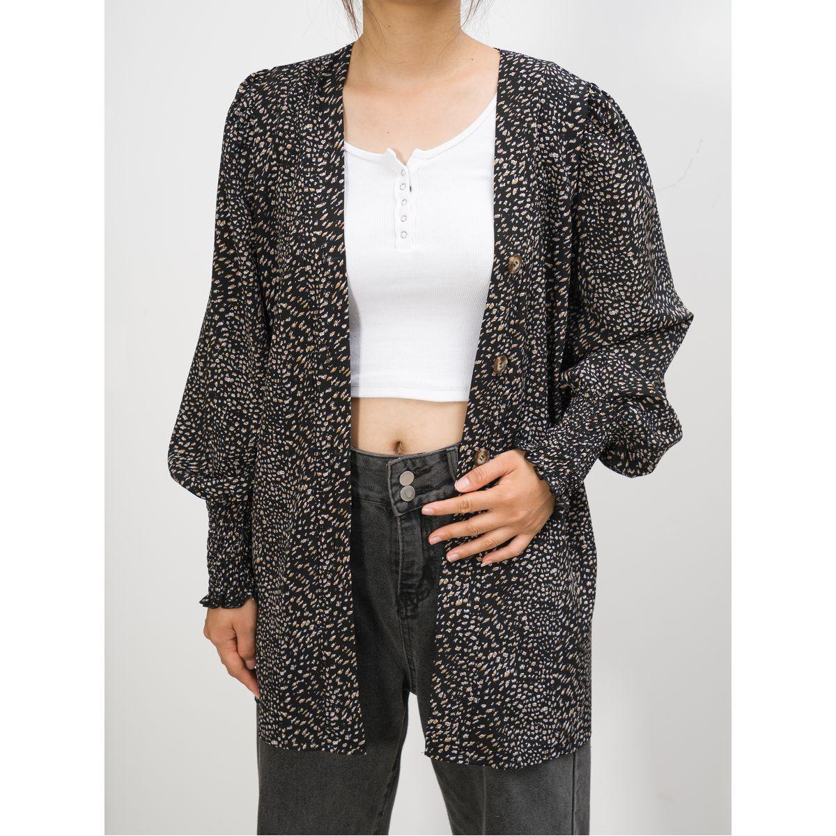 DY X Styli  Ditsy Print Open Front Cuff Kimono-women-clothing-shirtsandblouses-shirts-image-1