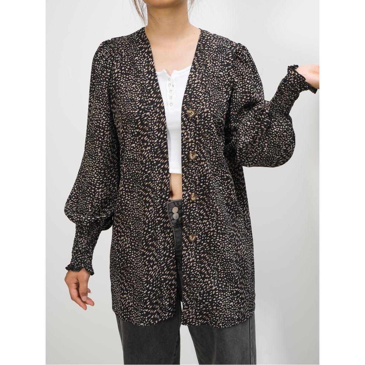 DY X Styli  Ditsy Print Open Front Cuff Kimono-women-clothing-shirtsandblouses-shirts-image-4