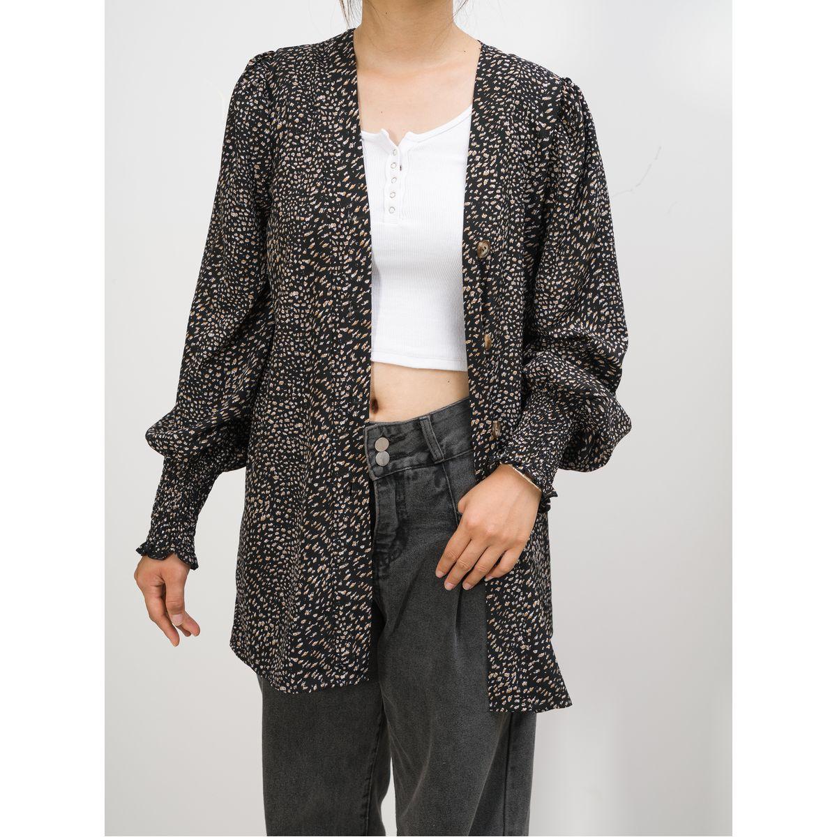 DY X Styli  Ditsy Print Open Front Cuff Kimono-women-clothing-shirtsandblouses-shirts-image-5