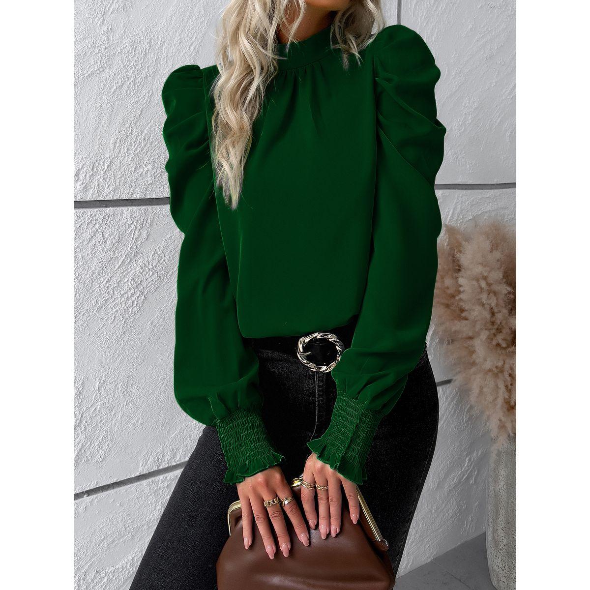 DY X Styli  Smocking Puff Sleeves Tie Back Detail Blouse-women-clothing-shirtsandblouses-blouses-image-1