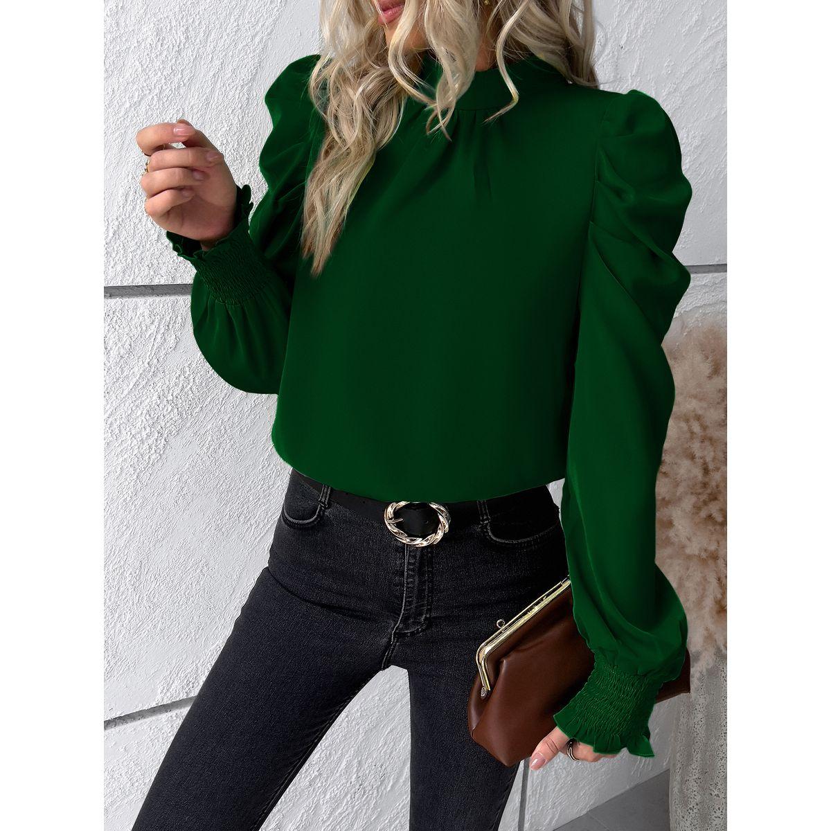 DY X Styli  Smocking Puff Sleeves Tie Back Detail Blouse-women-clothing-shirtsandblouses-blouses-image-2