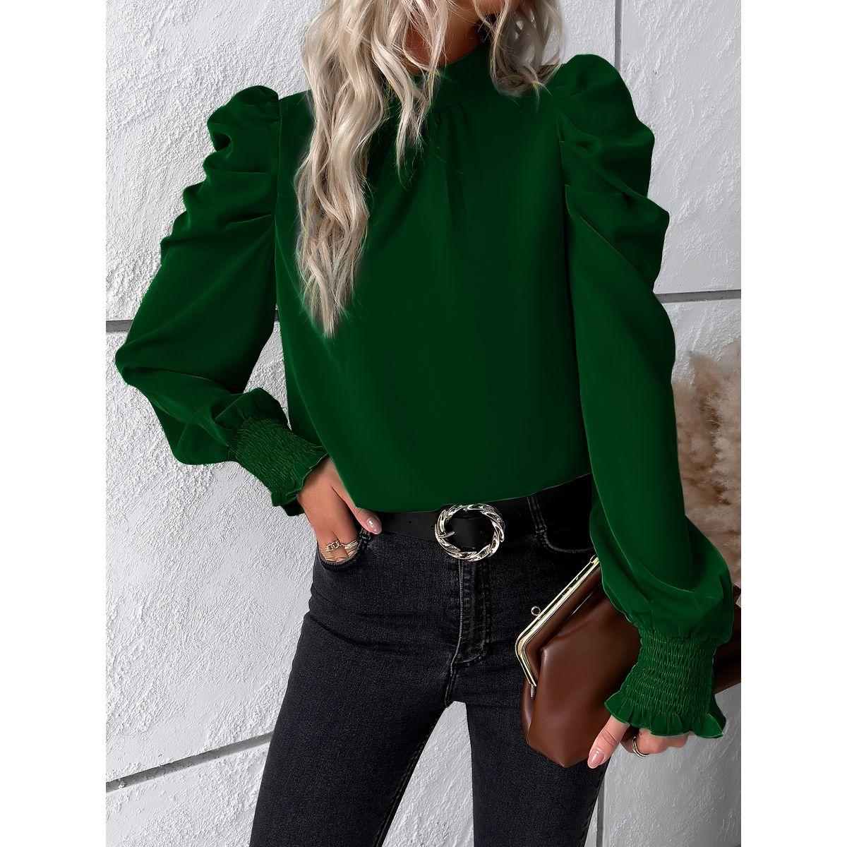 DY X Styli  Smocking Puff Sleeves Tie Back Detail Blouse-women-clothing-shirtsandblouses-blouses-image-3