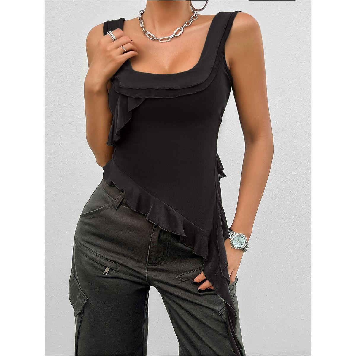 DY X Styli  Ruffled Edge Square Neck Cami-women-clothing-tshirts-image-3