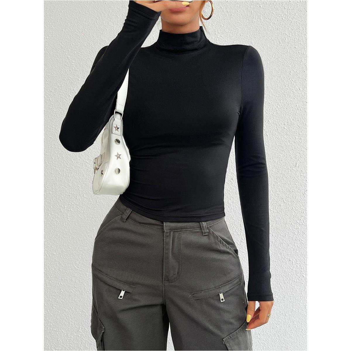 تيشيرت قصير مُجسم بياقة عالية دي واي × ستايلي-women-clothing-tshirts-image-1