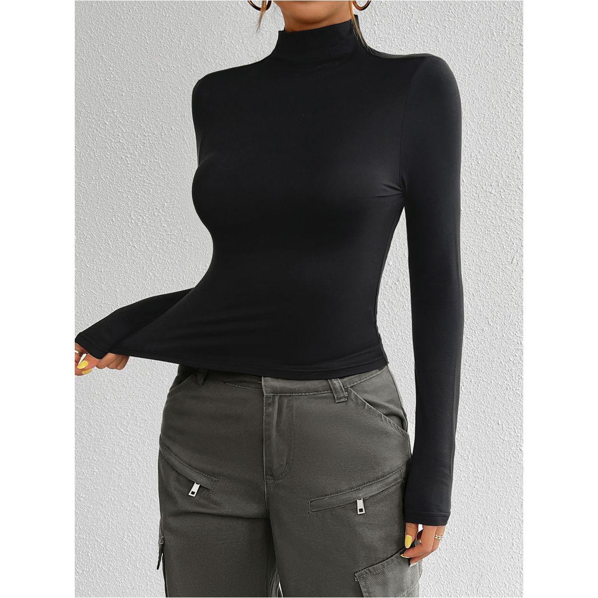 DY X Styli  Fitted Turtle Neck Crop T-Shirt-women-clothing-tshirts-image-3