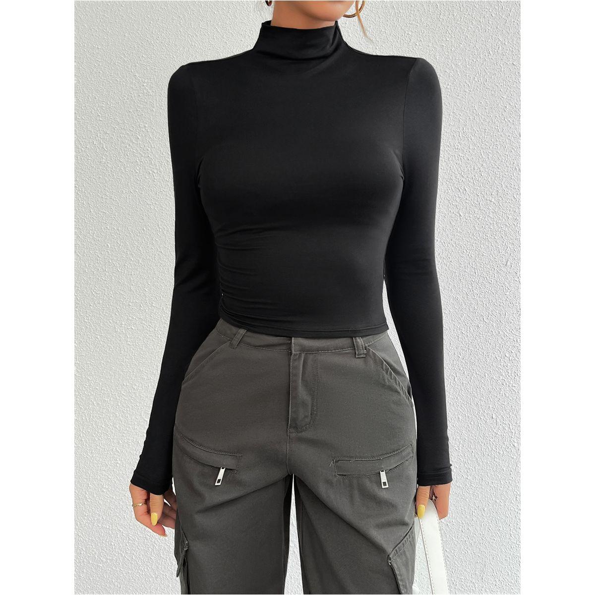 تيشيرت قصير مُجسم بياقة عالية دي واي × ستايلي-women-clothing-tshirts-image-5
