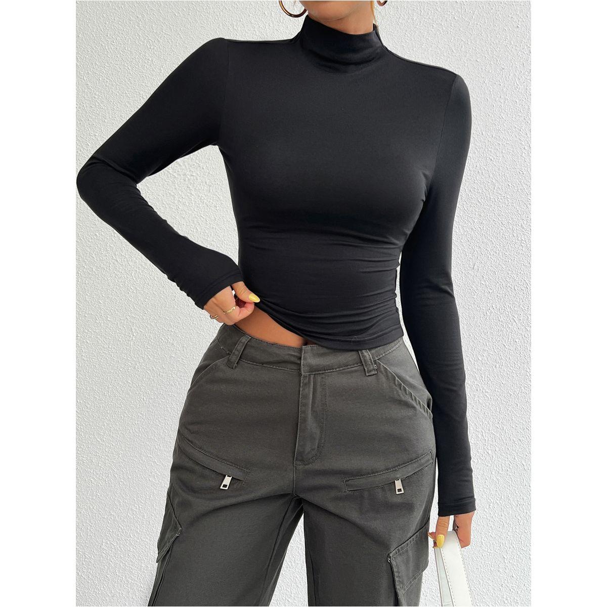 DY X Styli  Fitted Turtle Neck Crop T-Shirt-women-clothing-tshirts-image-6
