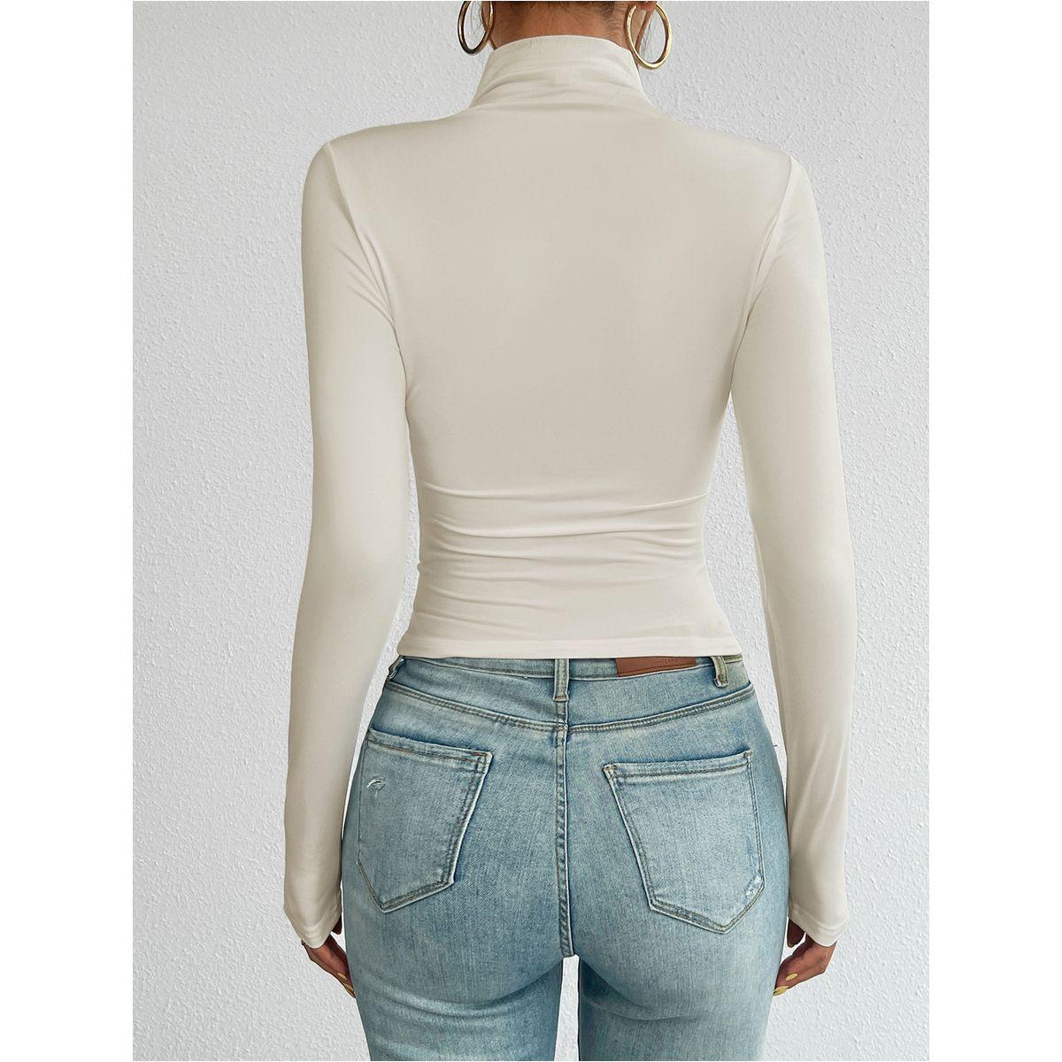 تيشيرت قصير مُجسم بياقة عالية دي واي × ستايلي-women-clothing-tshirts-image-2