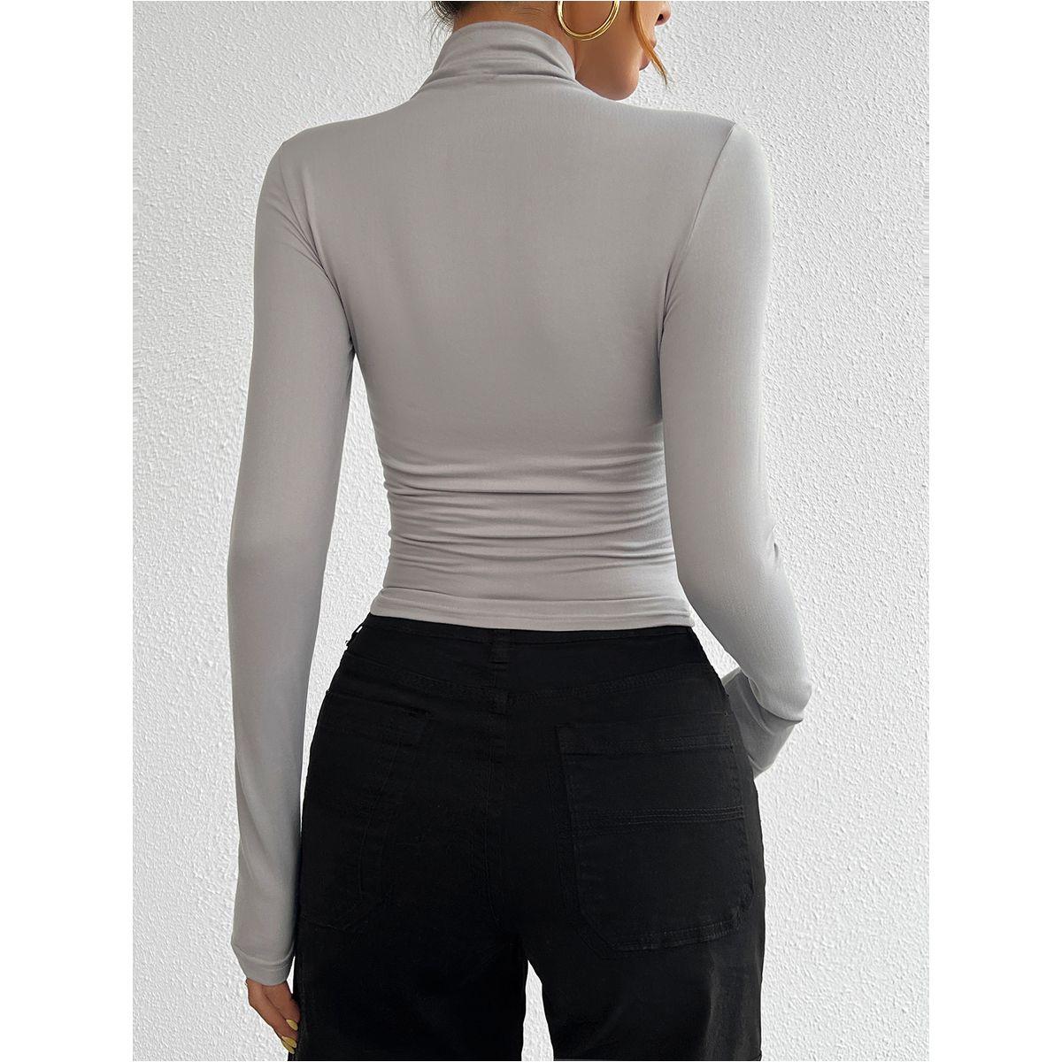 DY X Styli  Fitted Turtle Neck Crop T-Shirt-women-clothing-tshirts-image-2