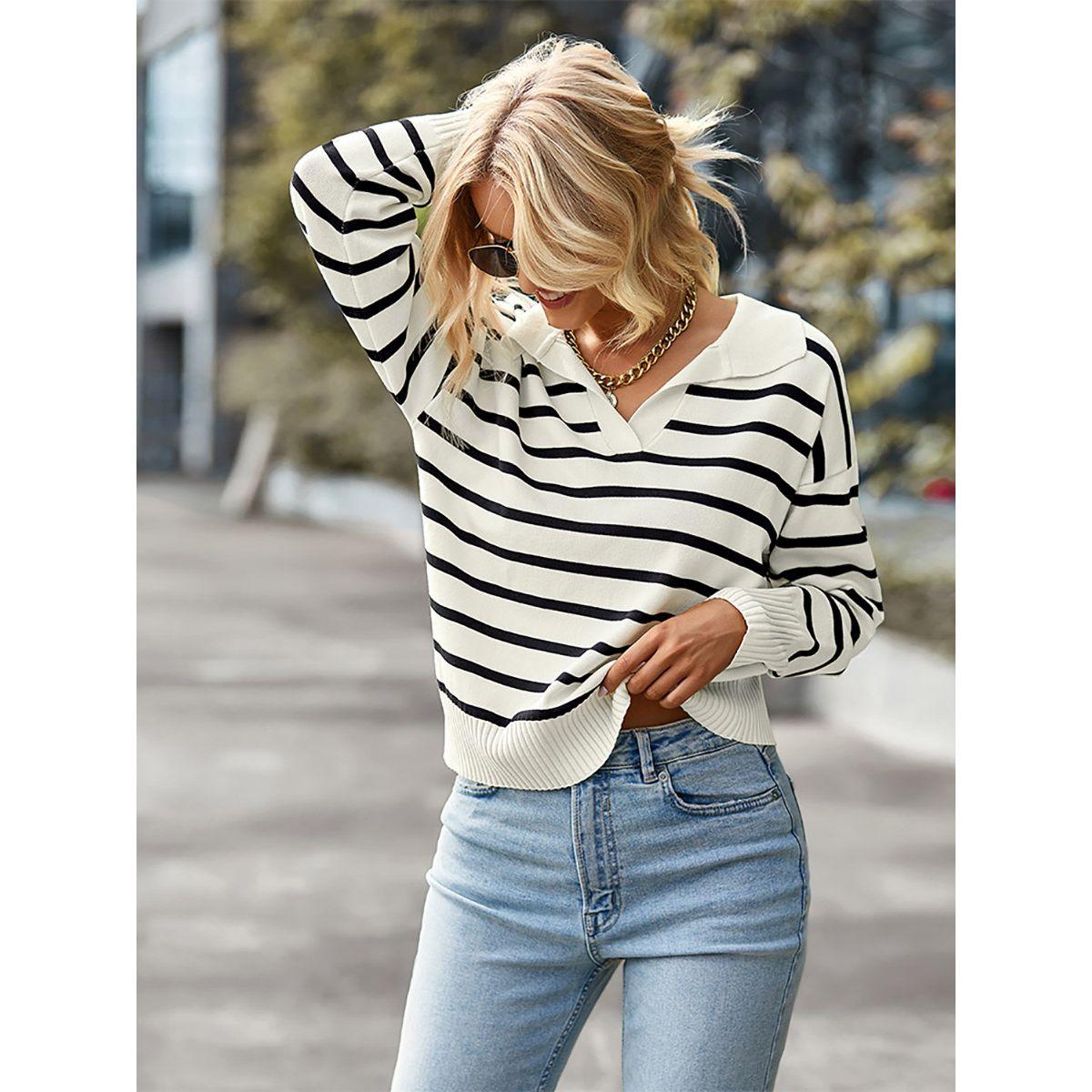 DY X Styli  Polo Neck Stripe Detail Regular Fit Sweater-women-winterwear-cardigansandjumpers-jumpers-image-4