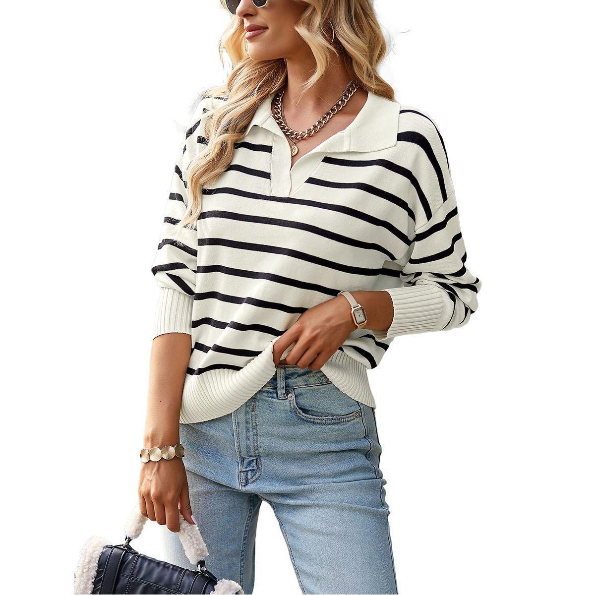 DY X Styli  Polo Neck Stripe Detail Regular Fit Sweater-women-winterwear-cardigansandjumpers-jumpers-image-5