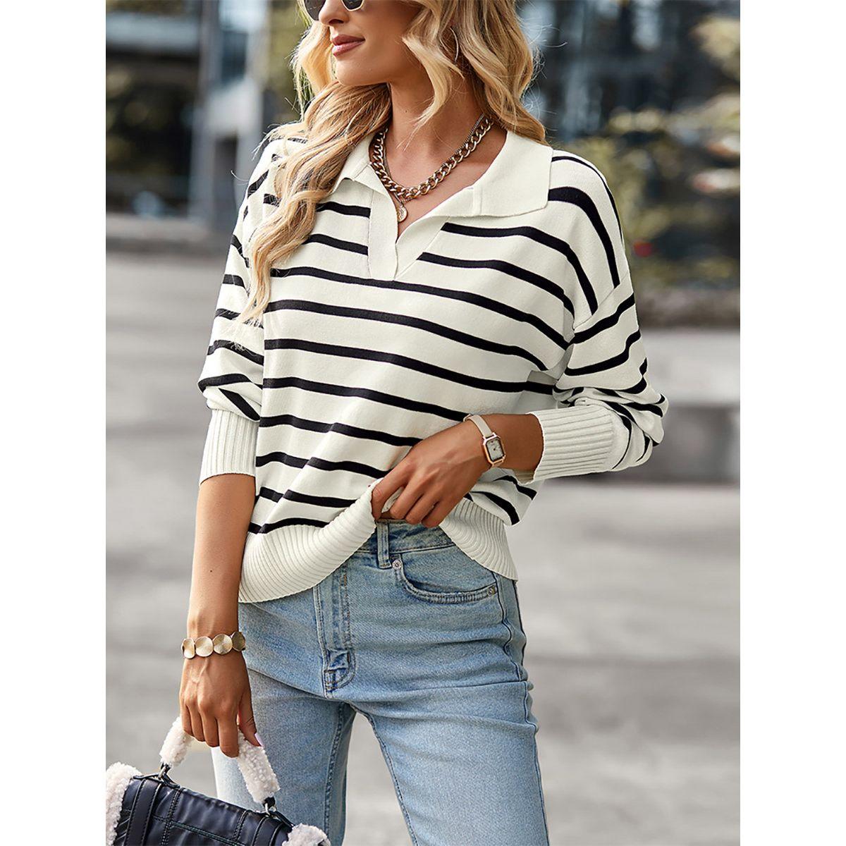 DY X Styli  Polo Neck Stripe Detail Regular Fit Sweater-women-winterwear-cardigansandjumpers-jumpers-image-6