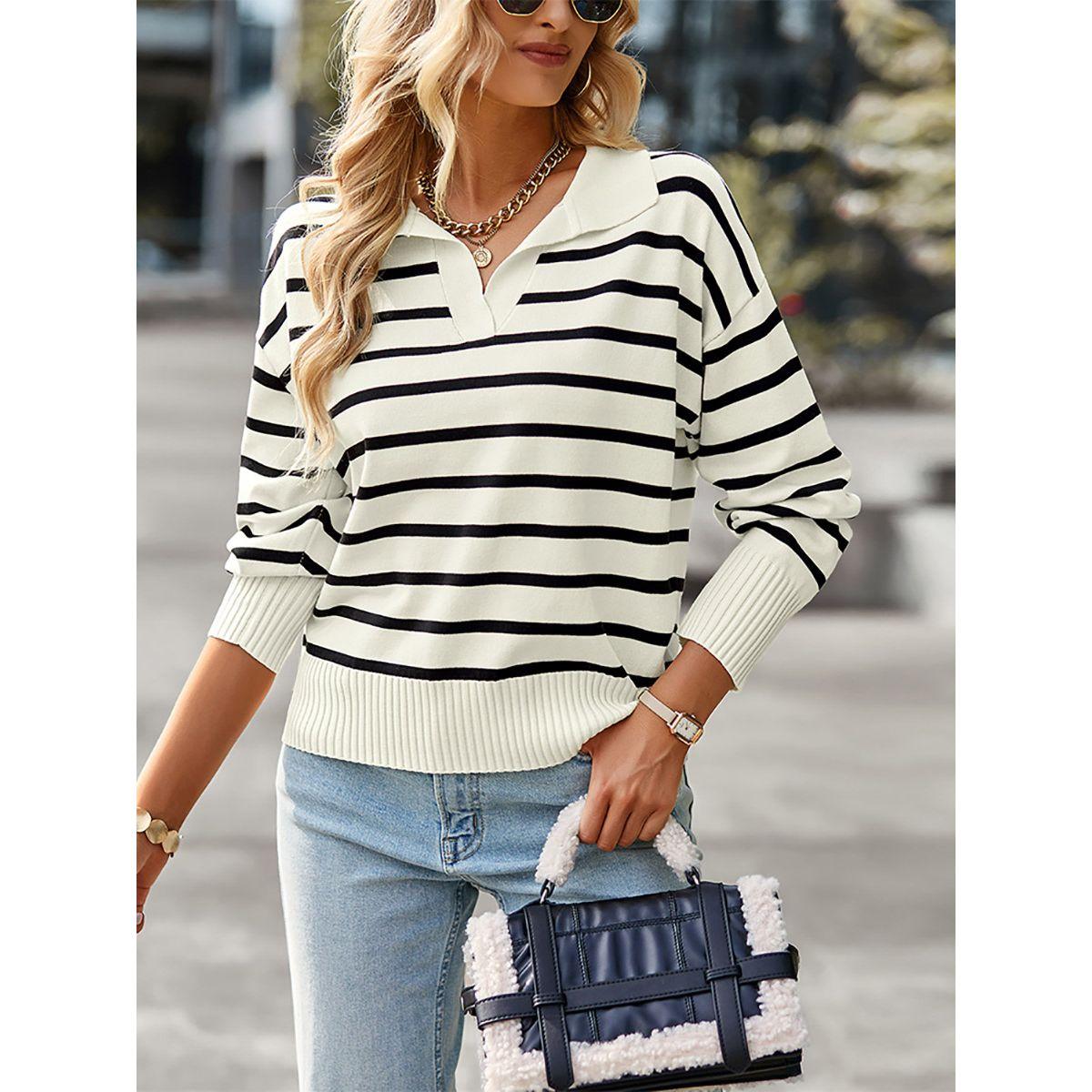 DY X Styli  Polo Neck Stripe Detail Regular Fit Sweater-women-winterwear-cardigansandjumpers-jumpers-image-7