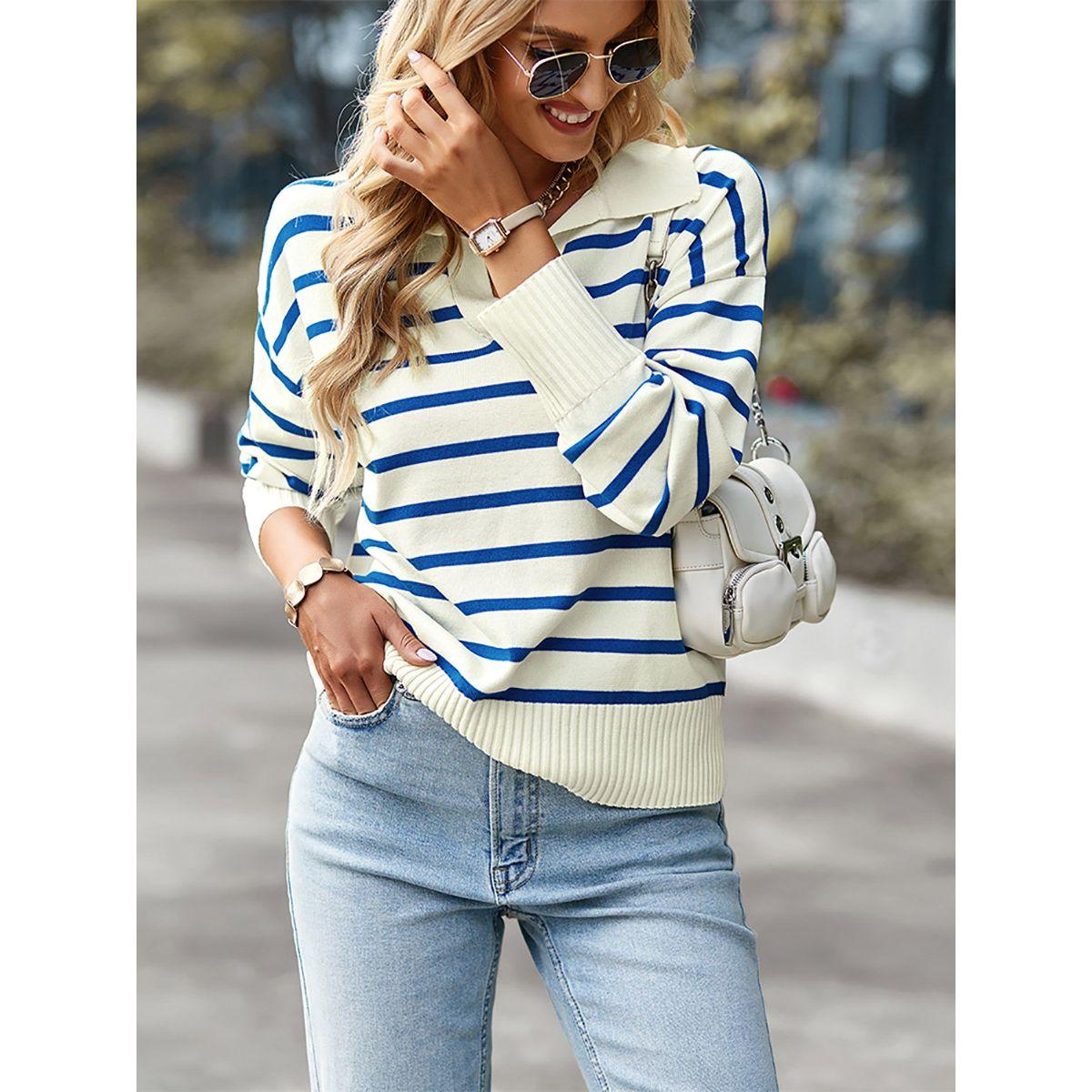 DY X Styli  Polo Neck Stripe Detail Regular Fit Sweater-women-winterwear-cardigansandjumpers-jumpers-image-1