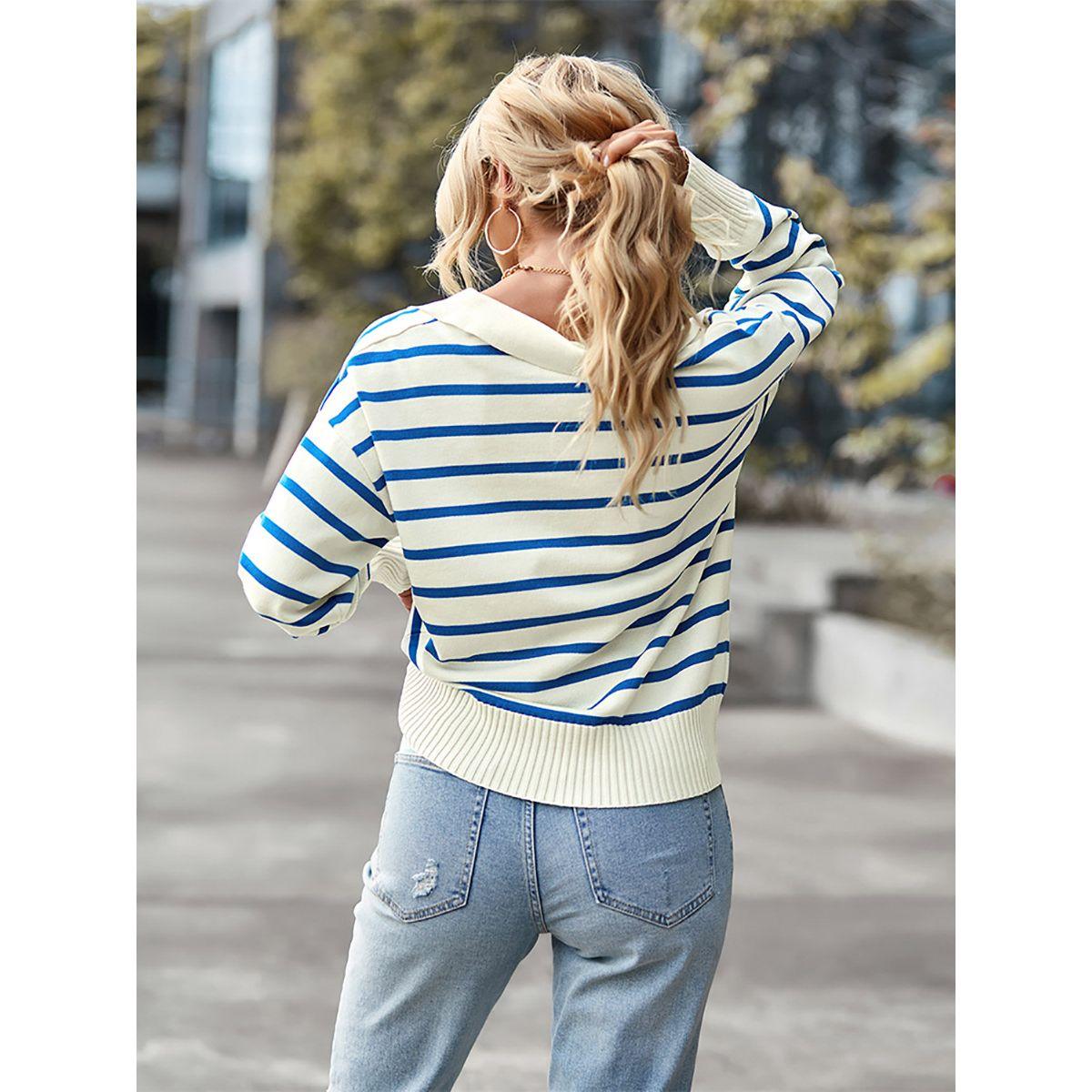 DY X Styli  Polo Neck Stripe Detail Regular Fit Sweater-women-winterwear-cardigansandjumpers-jumpers-image-2