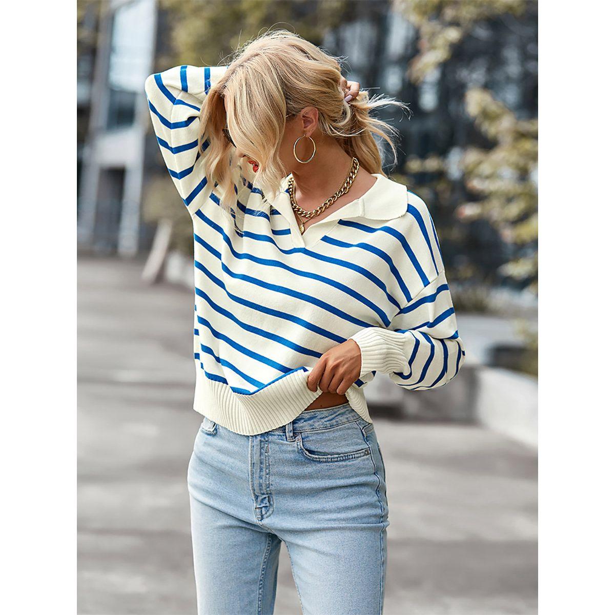 DY X Styli  Polo Neck Stripe Detail Regular Fit Sweater-women-winterwear-cardigansandjumpers-jumpers-image-3