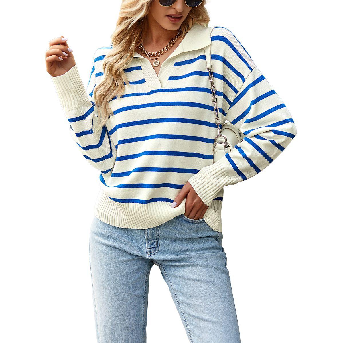 DY X Styli  Polo Neck Stripe Detail Regular Fit Sweater-women-winterwear-cardigansandjumpers-jumpers-image-5