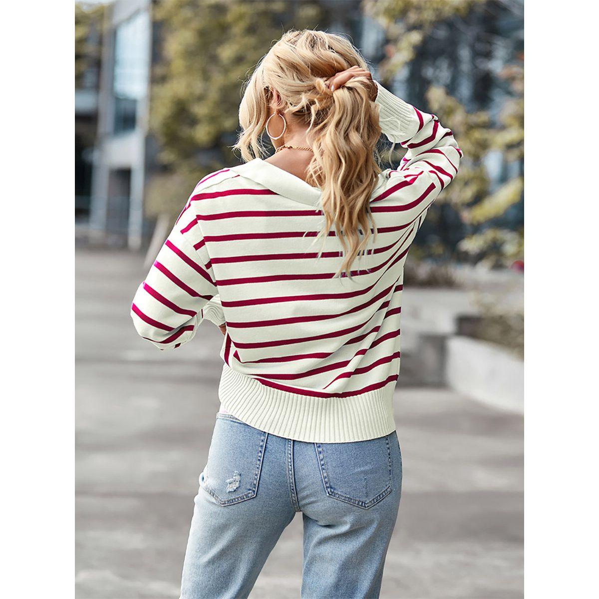 DY X Styli  Polo Neck Stripe Detail Regular Fit Sweater-women-clothing-cardigansandjumpers-jumpers-image-2