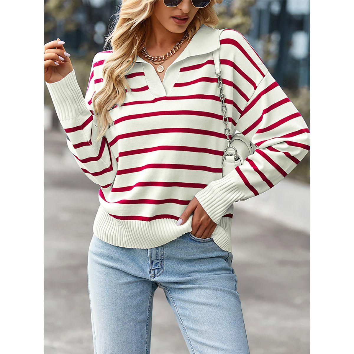 DY X Styli  Polo Neck Stripe Detail Regular Fit Sweater-women-clothing-cardigansandjumpers-jumpers-image-5