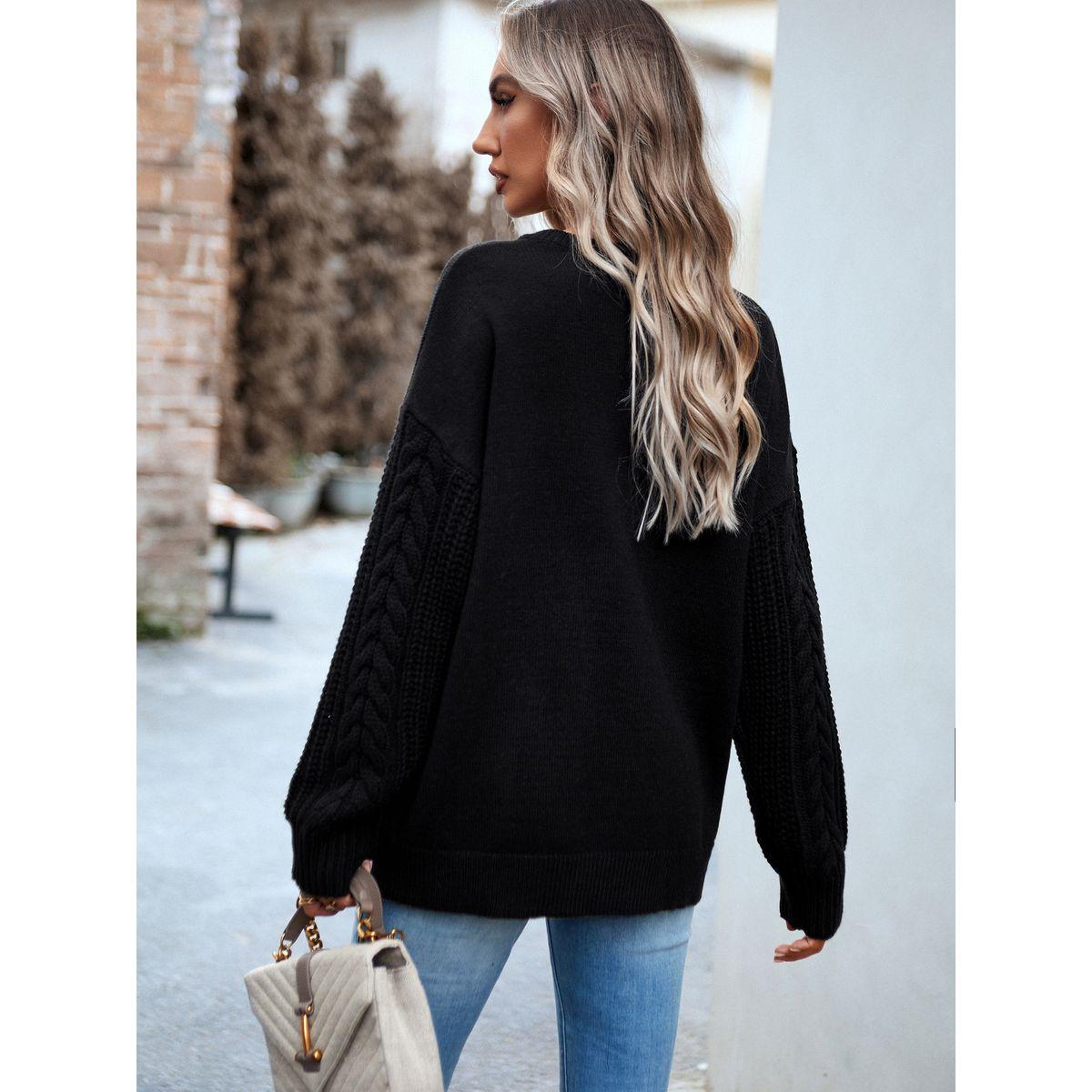 سويتر محبوك بأكمام طويلة وقصة عادية دي واي × ستايلي-women-winterwear-cardigansandjumpers-jumpers-image-2