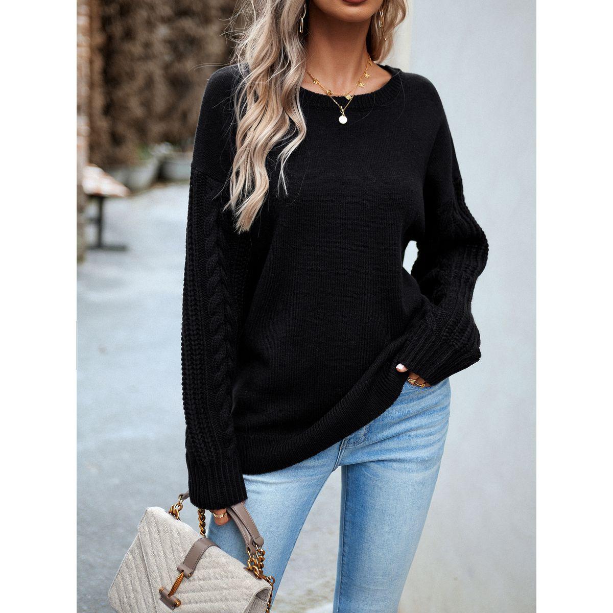 سويتر محبوك بأكمام طويلة وقصة عادية دي واي × ستايلي-women-winterwear-cardigansandjumpers-jumpers-image-3