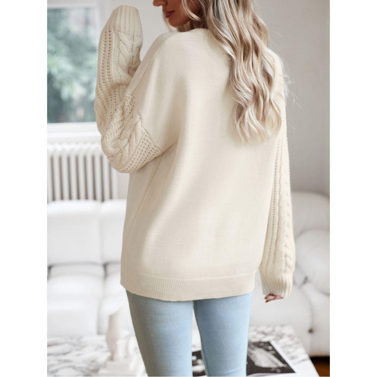سويتر محبوك بأكمام طويلة وقصة عادية دي واي × ستايلي-women-winterwear-cardigansandjumpers-jumpers-image-3