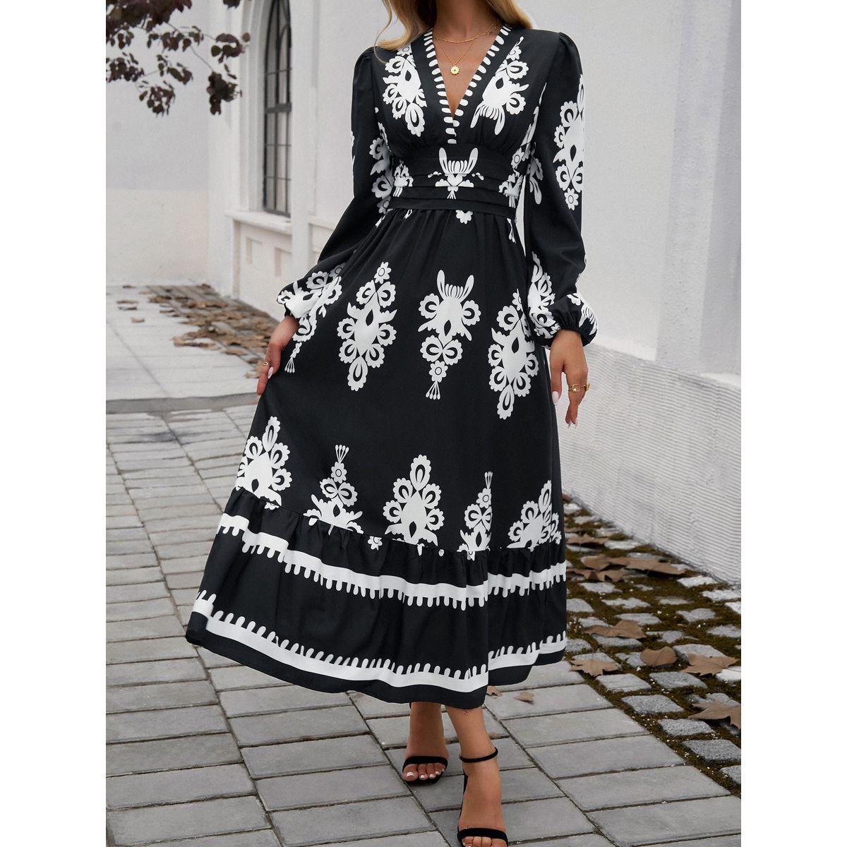 فستان ميدي مطبع بالكامل مع حافة واسعة دي واي × ستايلي-women-clothing-dresses-image-3