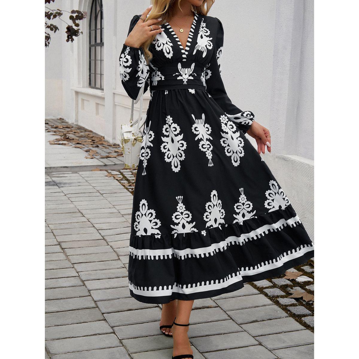 فستان ميدي مطبع بالكامل مع حافة واسعة دي واي × ستايلي-women-clothing-dresses-image-4