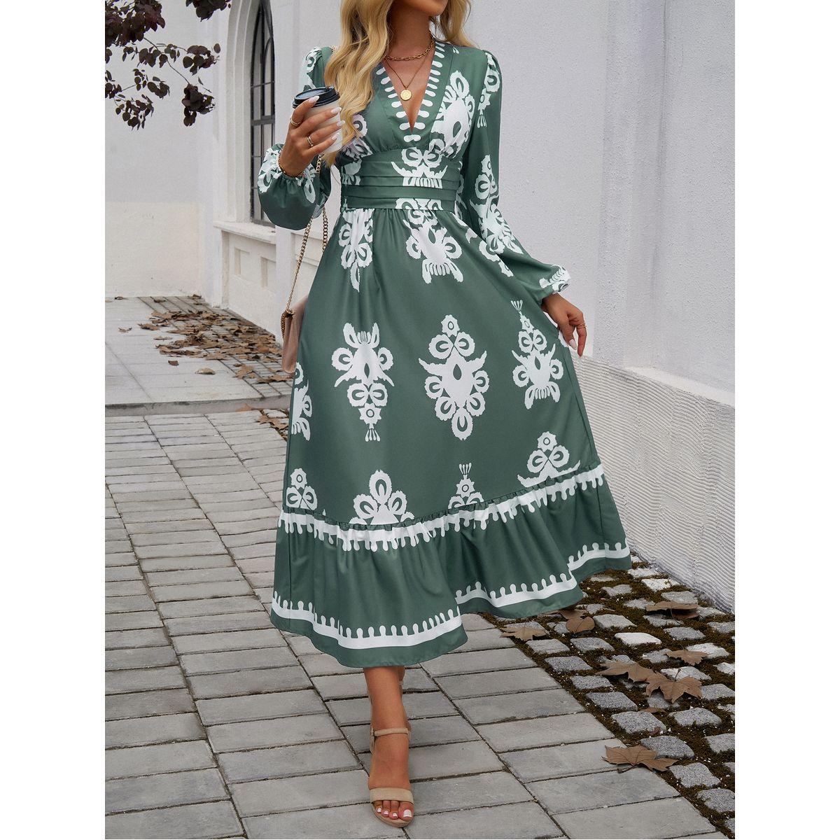 فستان ميدي مطبع بالكامل مع حافة واسعة دي واي × ستايلي-women-clothing-dresses-image-1