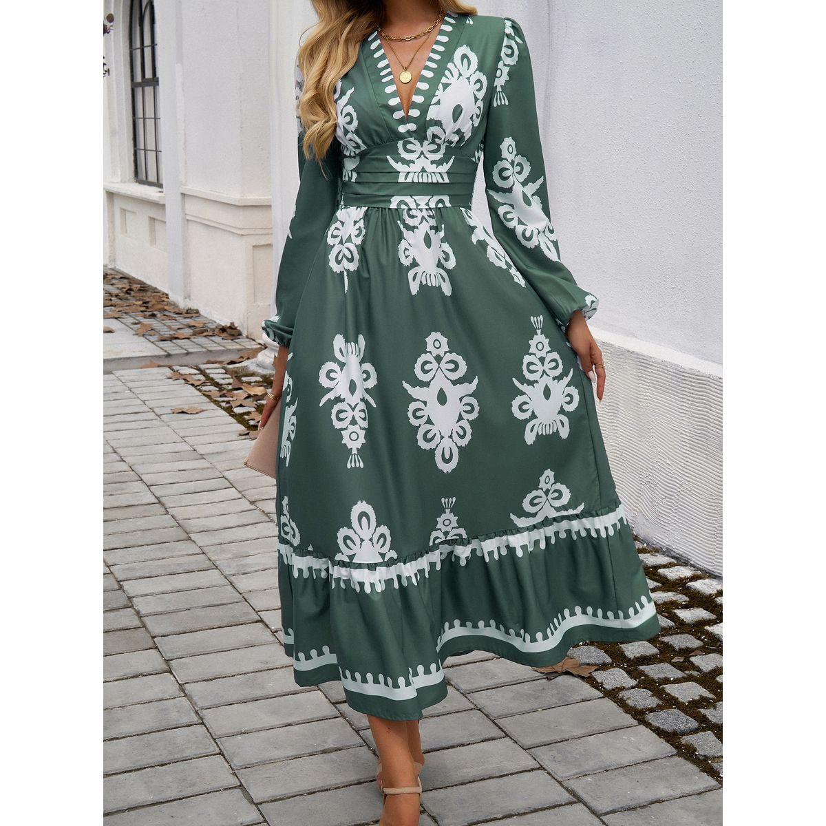 فستان ميدي مطبع بالكامل مع حافة واسعة دي واي × ستايلي-women-clothing-dresses-image-4