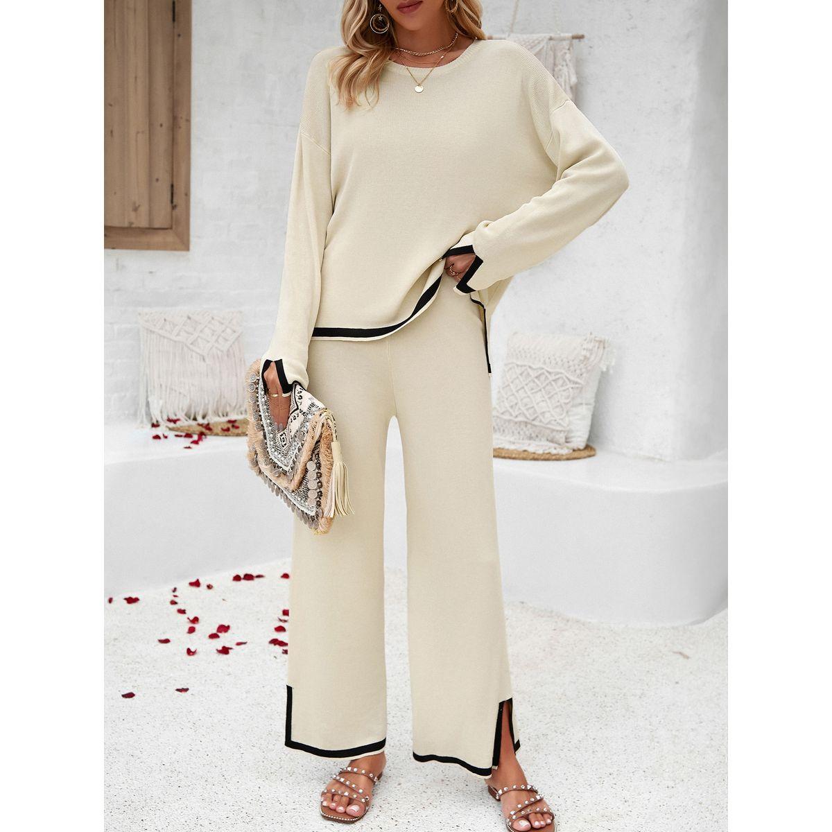 DY X Styli  Contrast Trim Knit Top & Straight Leg Pants Co-Ords-women-clothing-coordsets-image-6