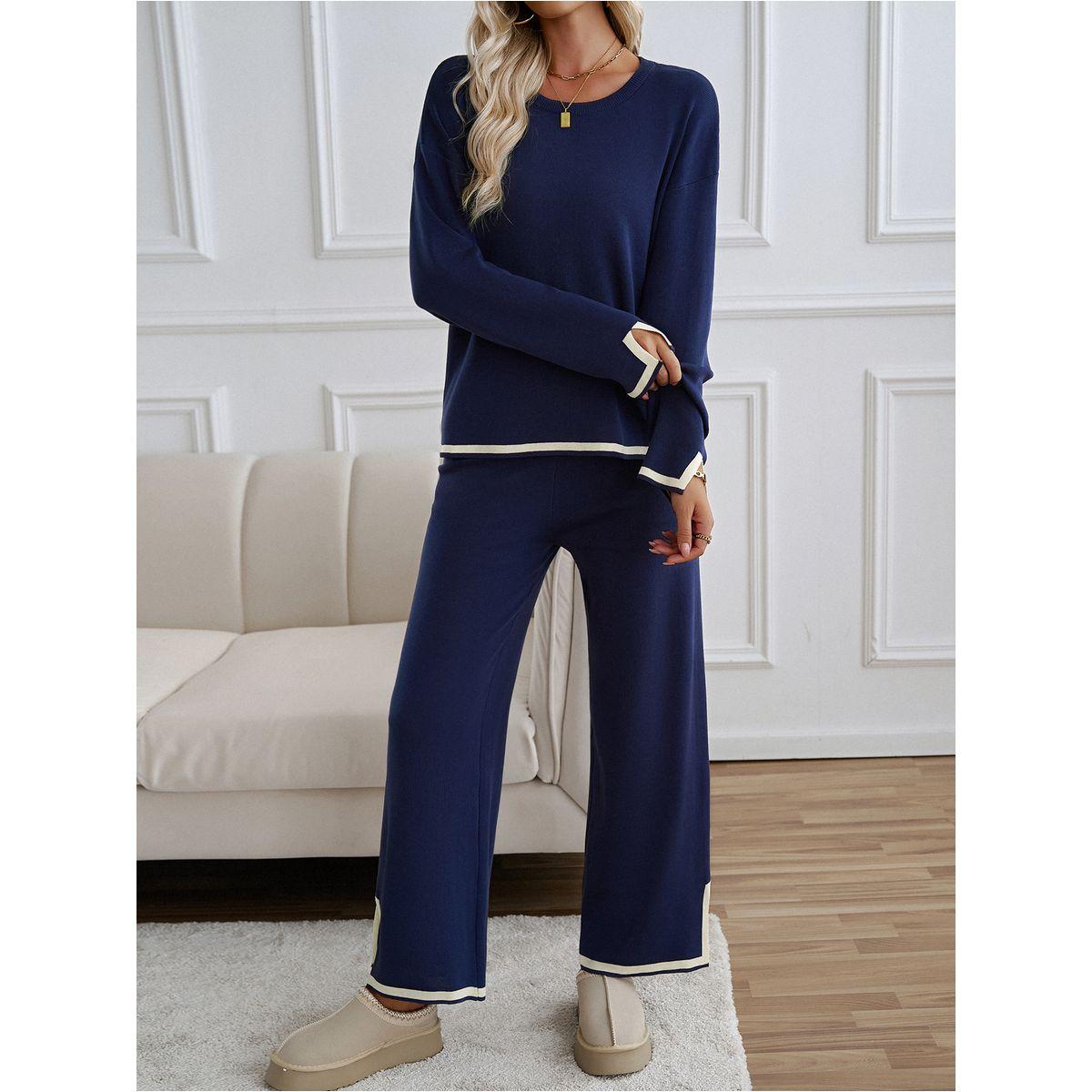DY X Styli  Contrast Trim Knit Top & Straight Leg Pants Co-Ords-women-clothing-coordsets-image-4