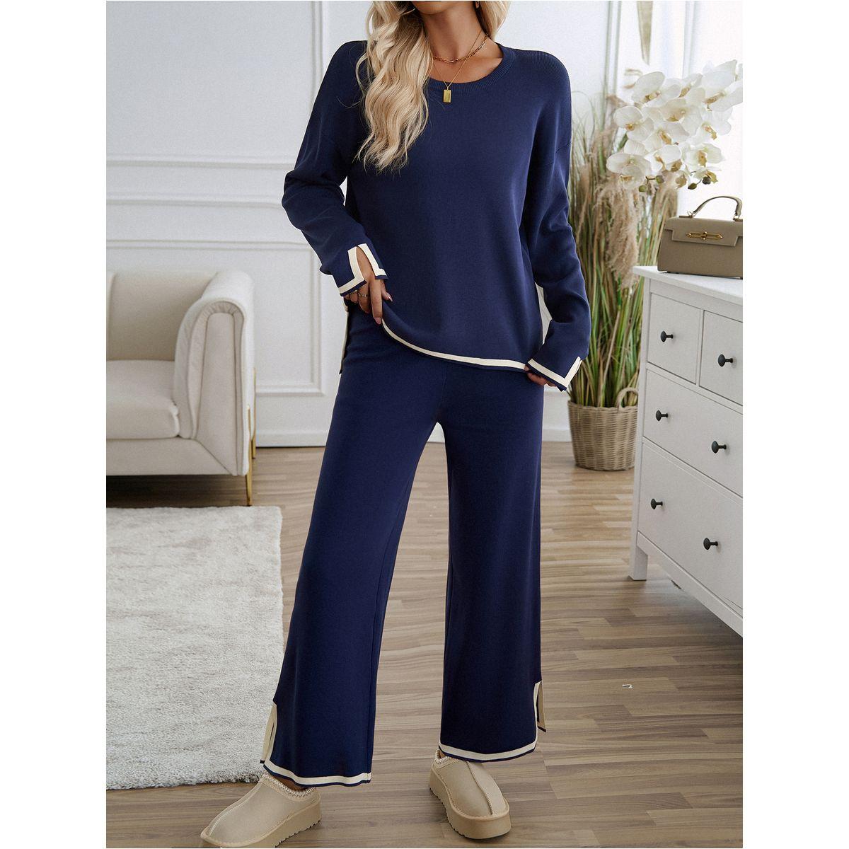 DY X Styli  Contrast Trim Knit Top & Straight Leg Pants Co-Ords-women-clothing-coordsets-image-6