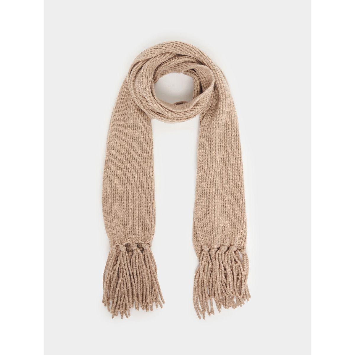 وشاح رأس محبوك مع حافة بشراشيب-women-winterwear-scarves-image-1
