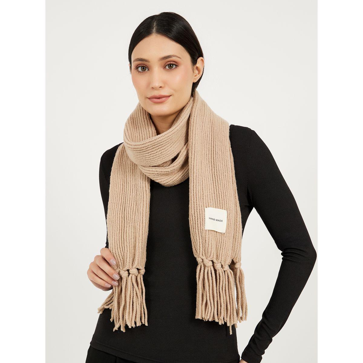 وشاح رأس محبوك مع حافة بشراشيب-women-winterwear-scarves-image-2