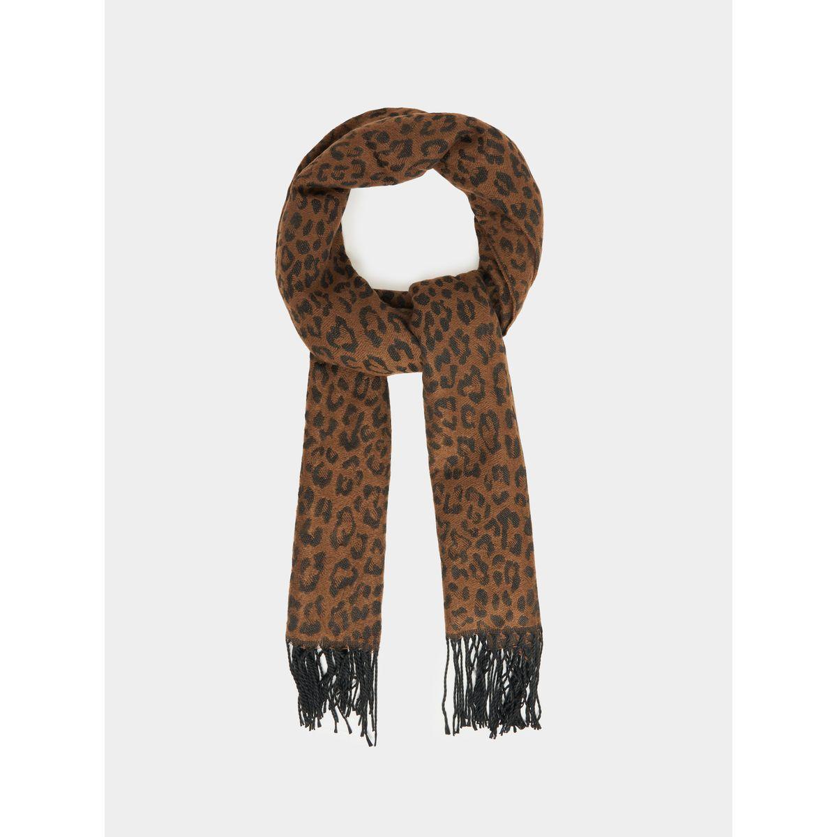 Styli Animal Print Scarf with Fringe-women-winterwear-scarves-image-1