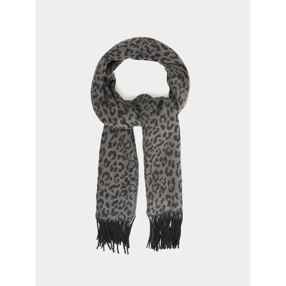 Styli Animal Print Scarf with Fringe-women-winterwear-scarves-image-1