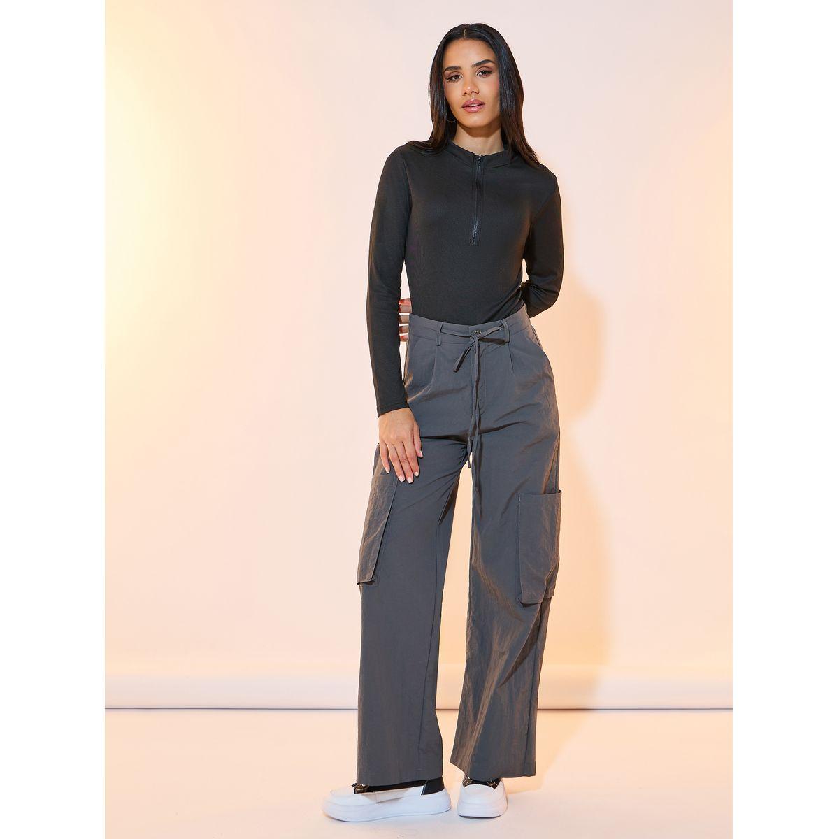 Styli Solid Half-Zip Long Sleeve Knitted Bodysuit-women-clothing-tshirts-image-3
