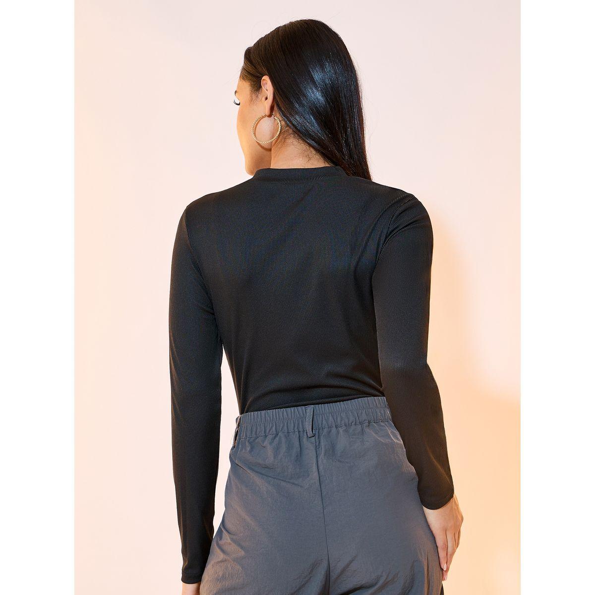 بودي سوت سادة بتفاصيل محبوكة وأكمام طويلة-women-clothing-tshirts-image-4