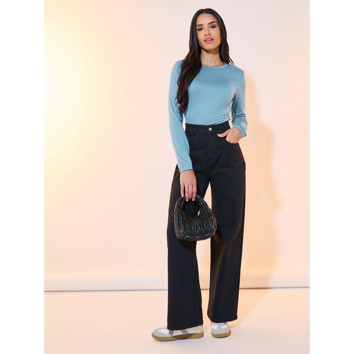Styli Solid Round Neck Bodysuit-women-clothing-tshirts-image-3