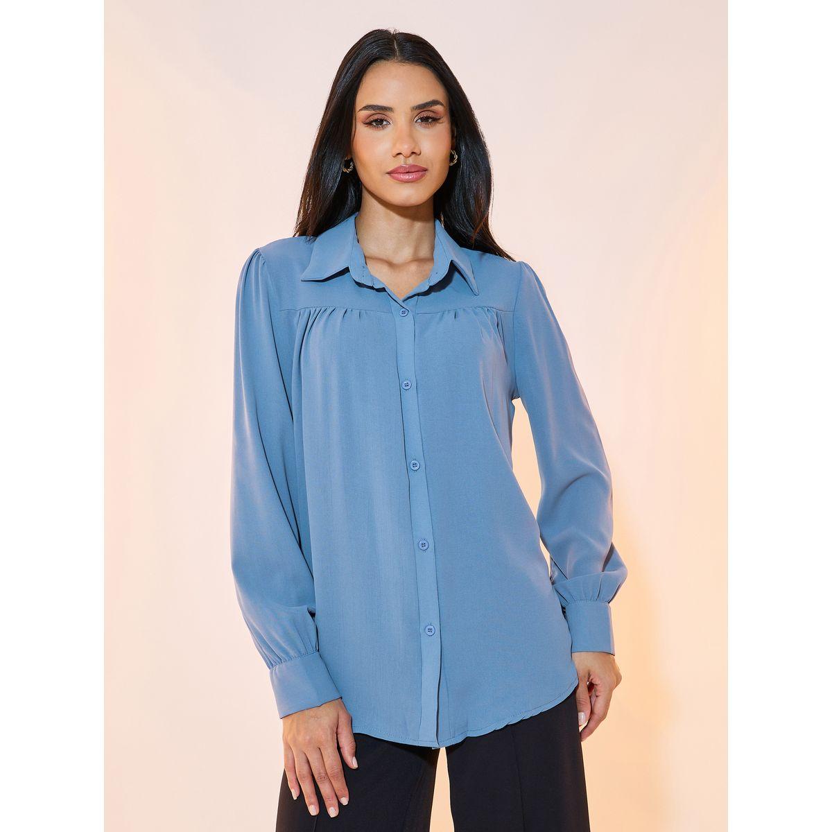 بلوزة بقصة مريحة وأزرار غلق-women-clothing-shirtsandblouses-shirts-image-2
